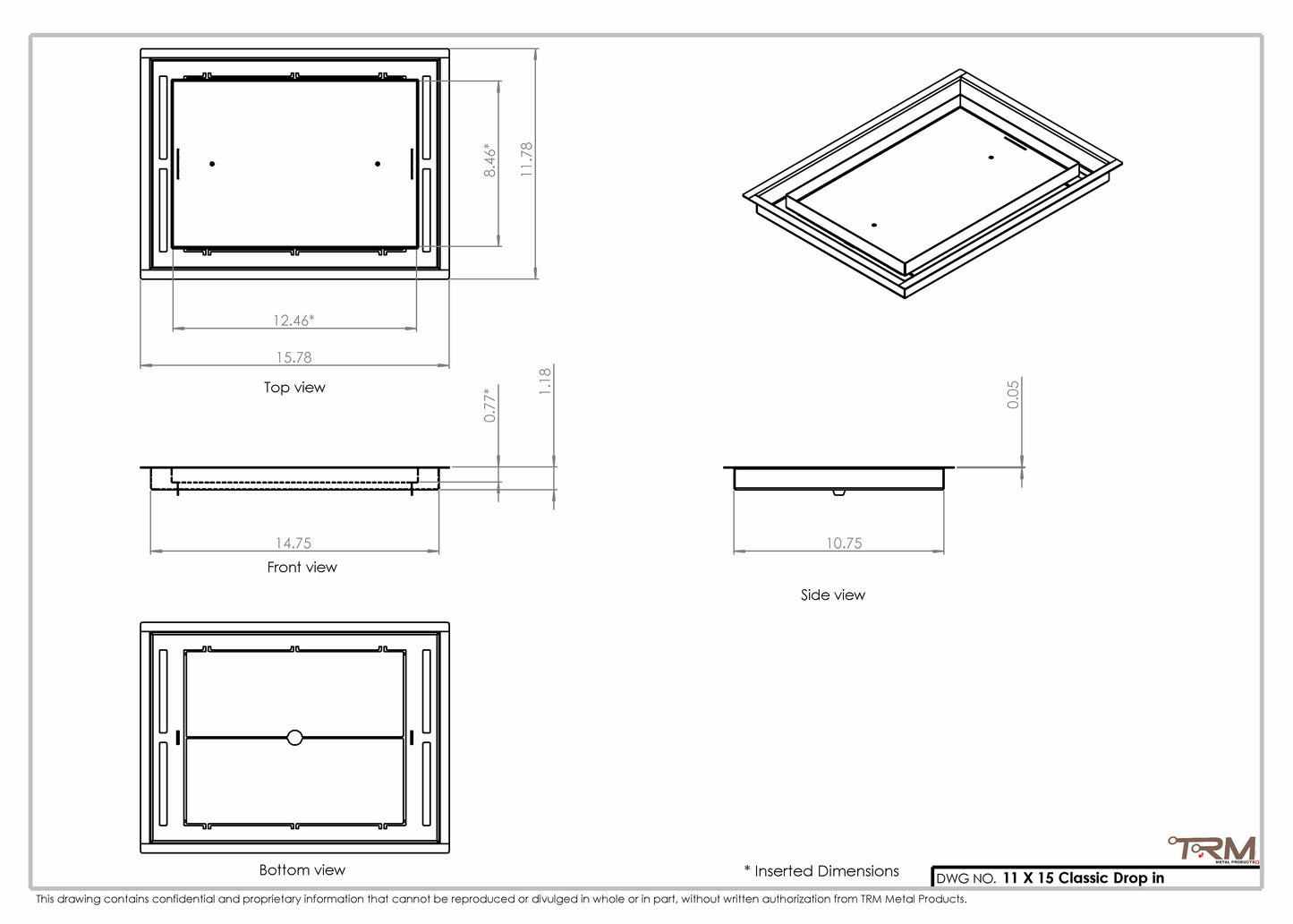 11x15 Classic Drop-in Air Vent, Flush Floor-Matching, All Metal, Floor Vent Cover 15x11