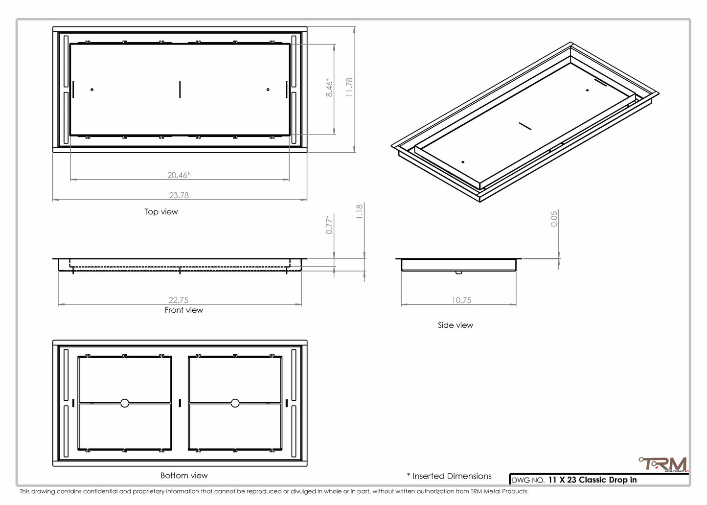 11x23 Classic Drop-in Air Vent, Flush Floor-Matching, All Metal, Floor Vent Cover 23x11