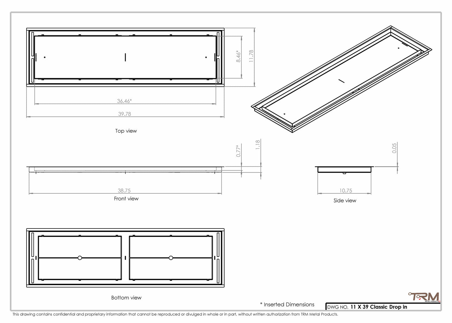 11x39 Classic Drop-in Air Vent, Flush Floor-Matching, All Metal, Floor Vent Cover 39x11