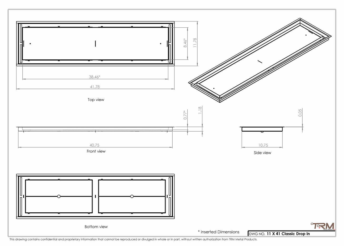11x41 Classic Drop-in Air Vent, Flush Floor-Matching, All Metal, Floor Vent Cover 41x11