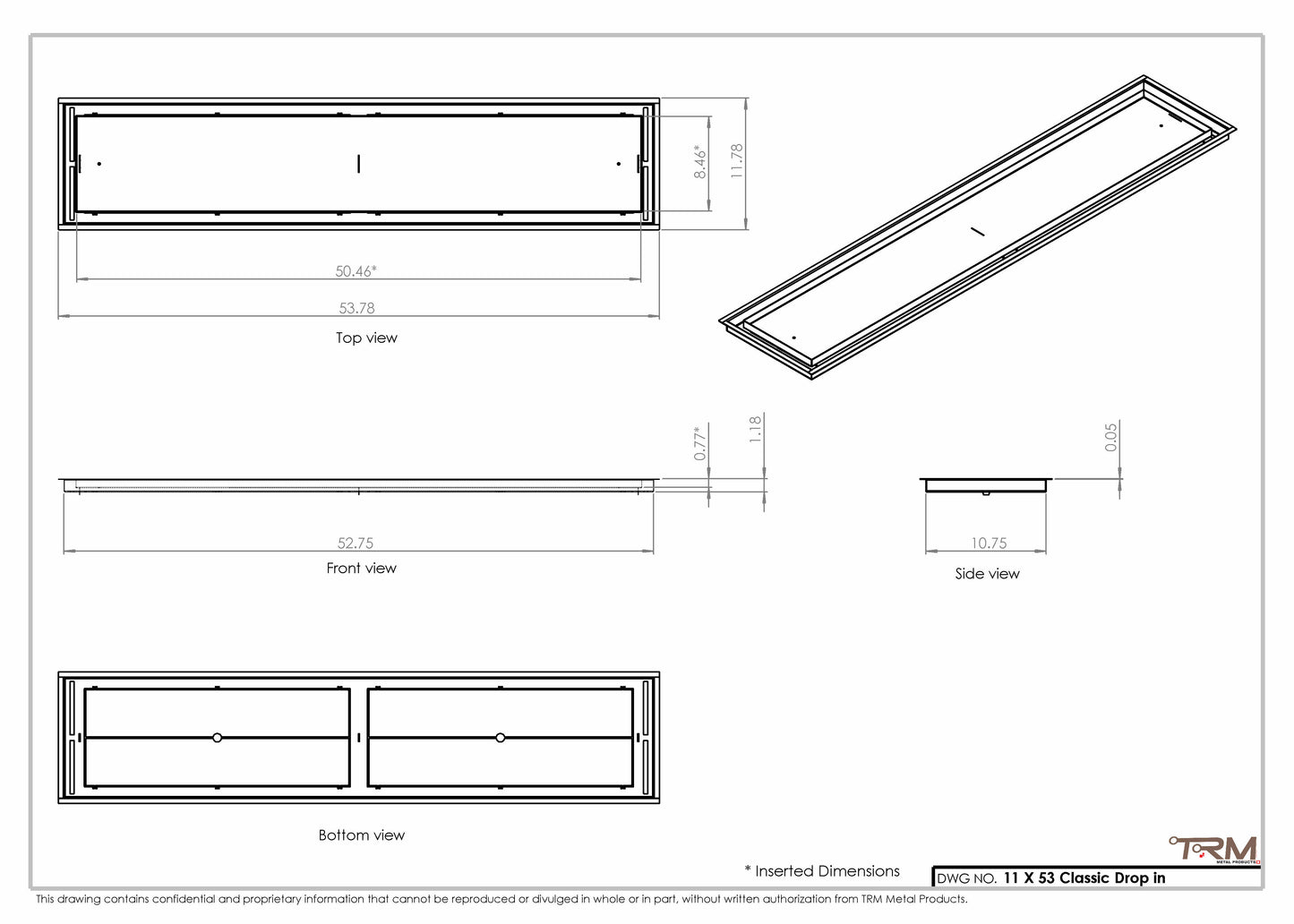11x53 Classic Drop-in Air Vent, Flush Floor-Matching, All Metal, Floor Vent Cover 53x11
