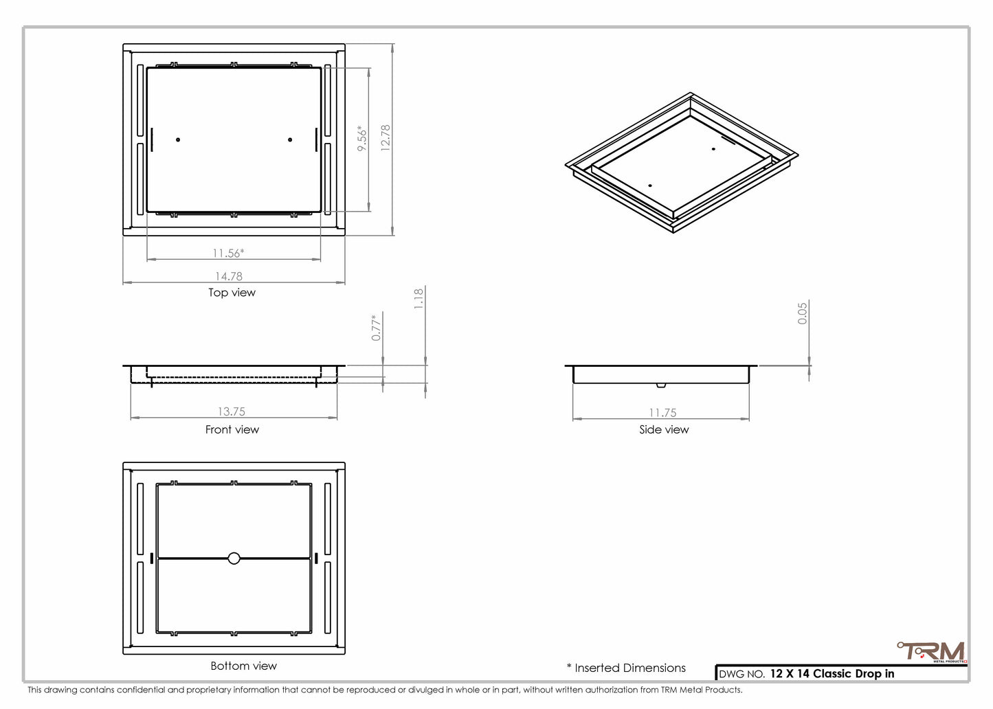 12x14 Classic Drop-in Air Vent, Flush Floor-Matching, All Metal, Floor Vent Cover (12x14)