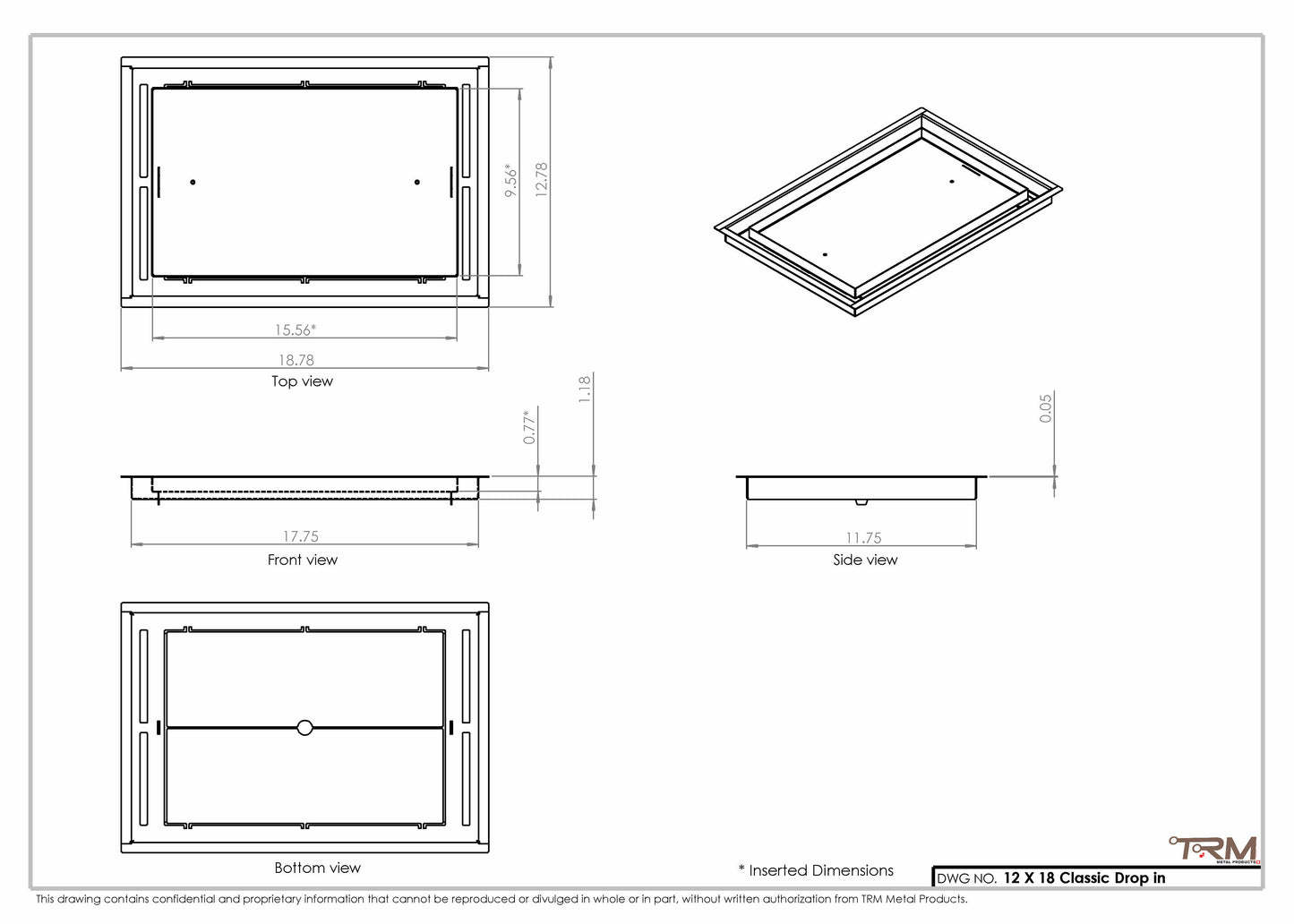 12x18 Classic Drop-in Air Vent, Flush Floor-Matching, All Metal, Floor Vent Cover (12x18)