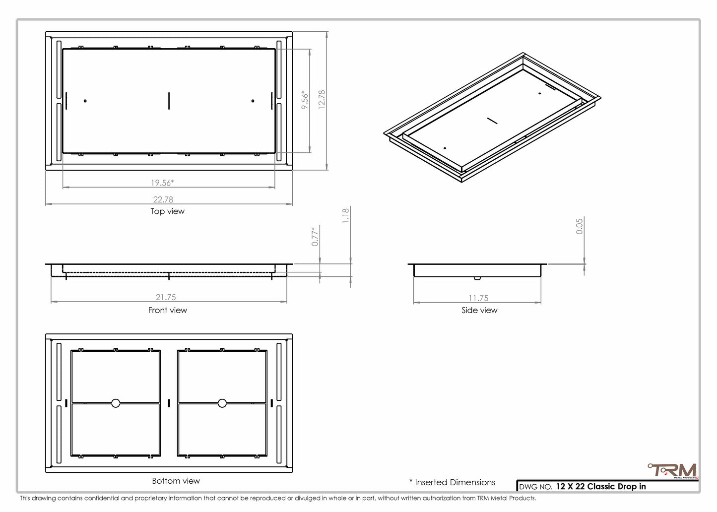 12x22 Classic Drop-in Air Vent, Flush Floor-Matching, All Metal, Floor Vent Cover (22x12)