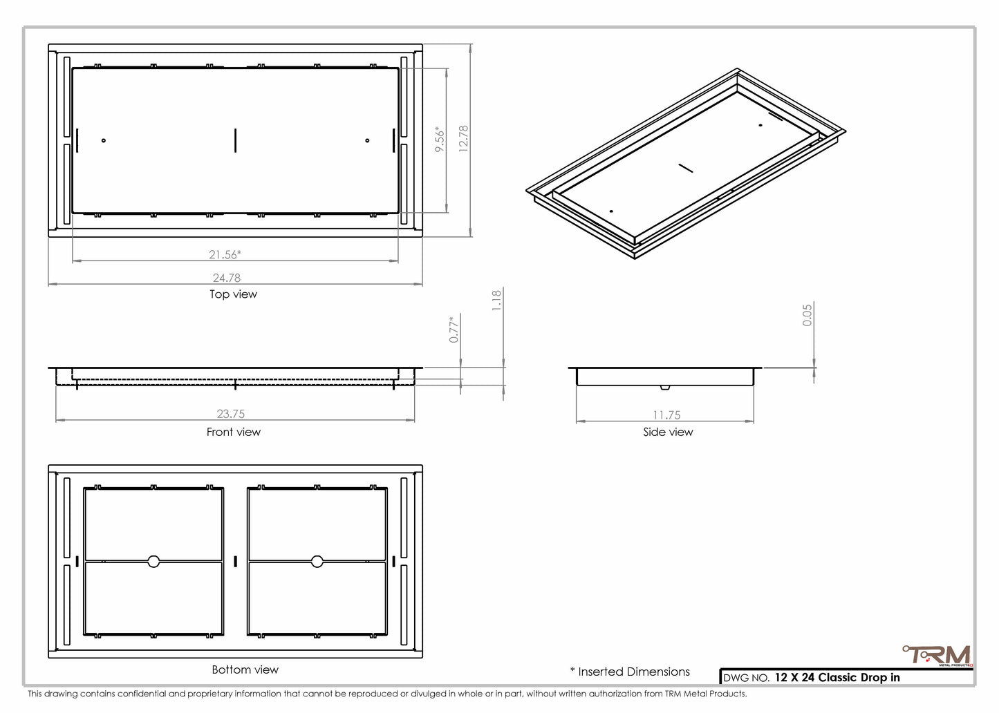 12x24 Classic Drop-in Air Vent, Flush Floor-Matching, All Metal, Floor Vent Cover (12x24)