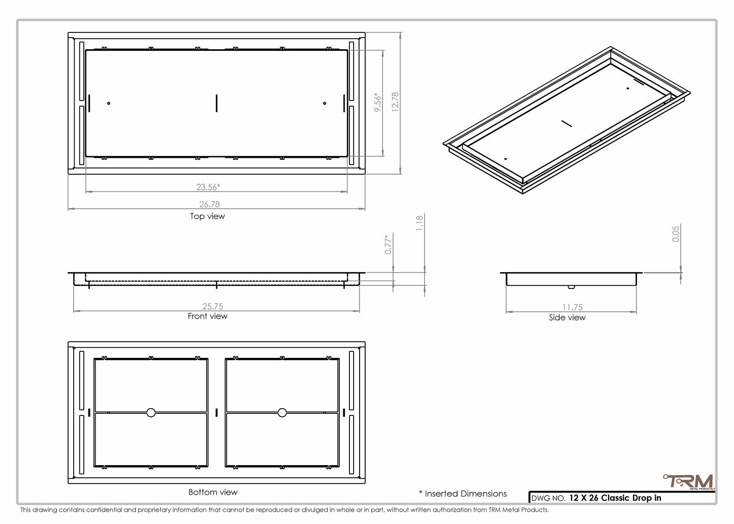 12x26 Classic Drop-in Air Vent, Flush Floor-Matching, All Metal, Floor Vent Cover (12x26)