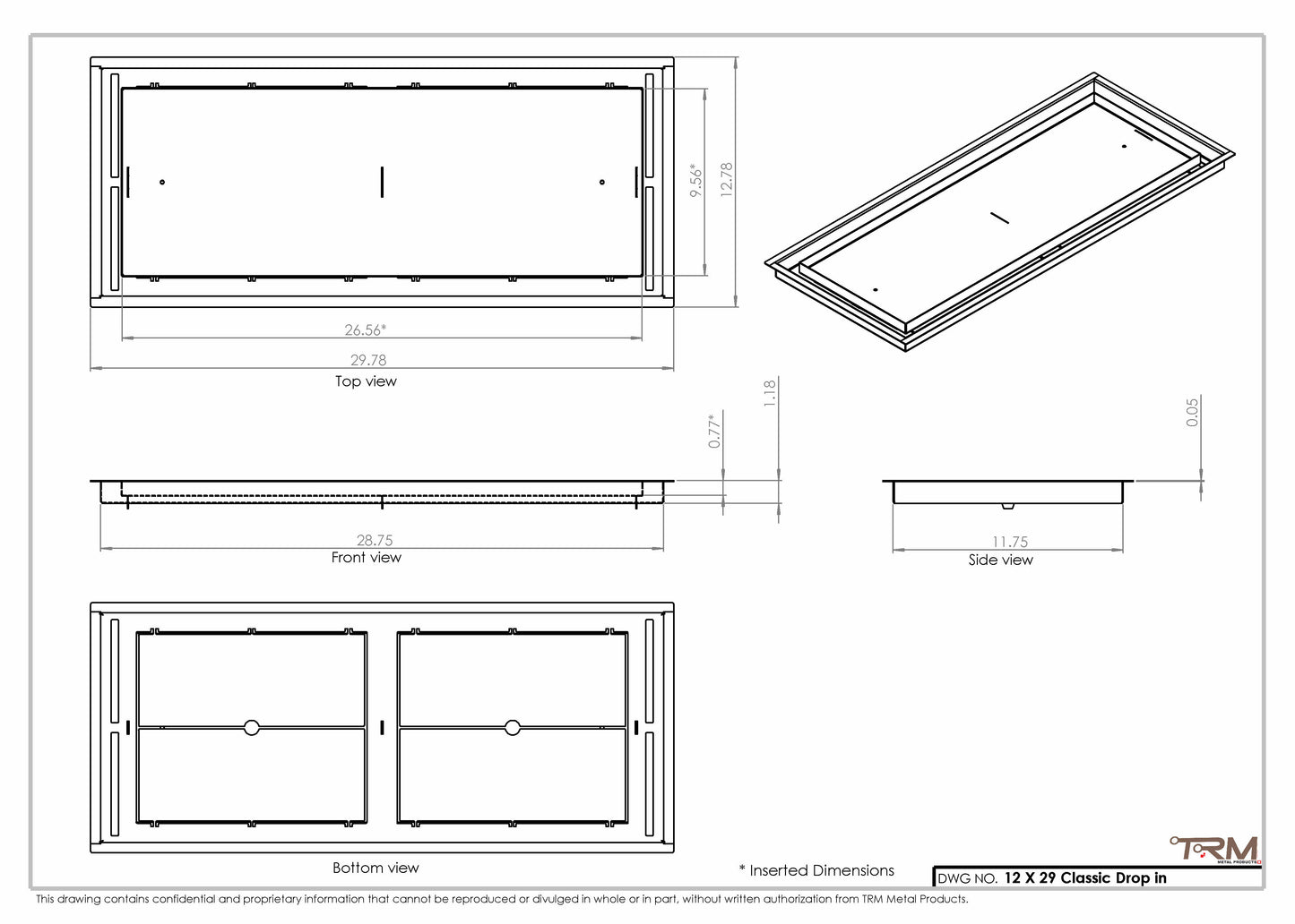 12x29 Classic Drop-in Air Vent, Flush Floor-Matching, All Metal, Floor Vent Cover (12x29)
