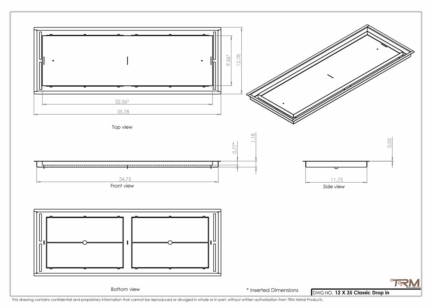 12x35 Classic Drop-in Air Vent, Flush Floor-Matching, All Metal, Floor Vent Cover (12x35)