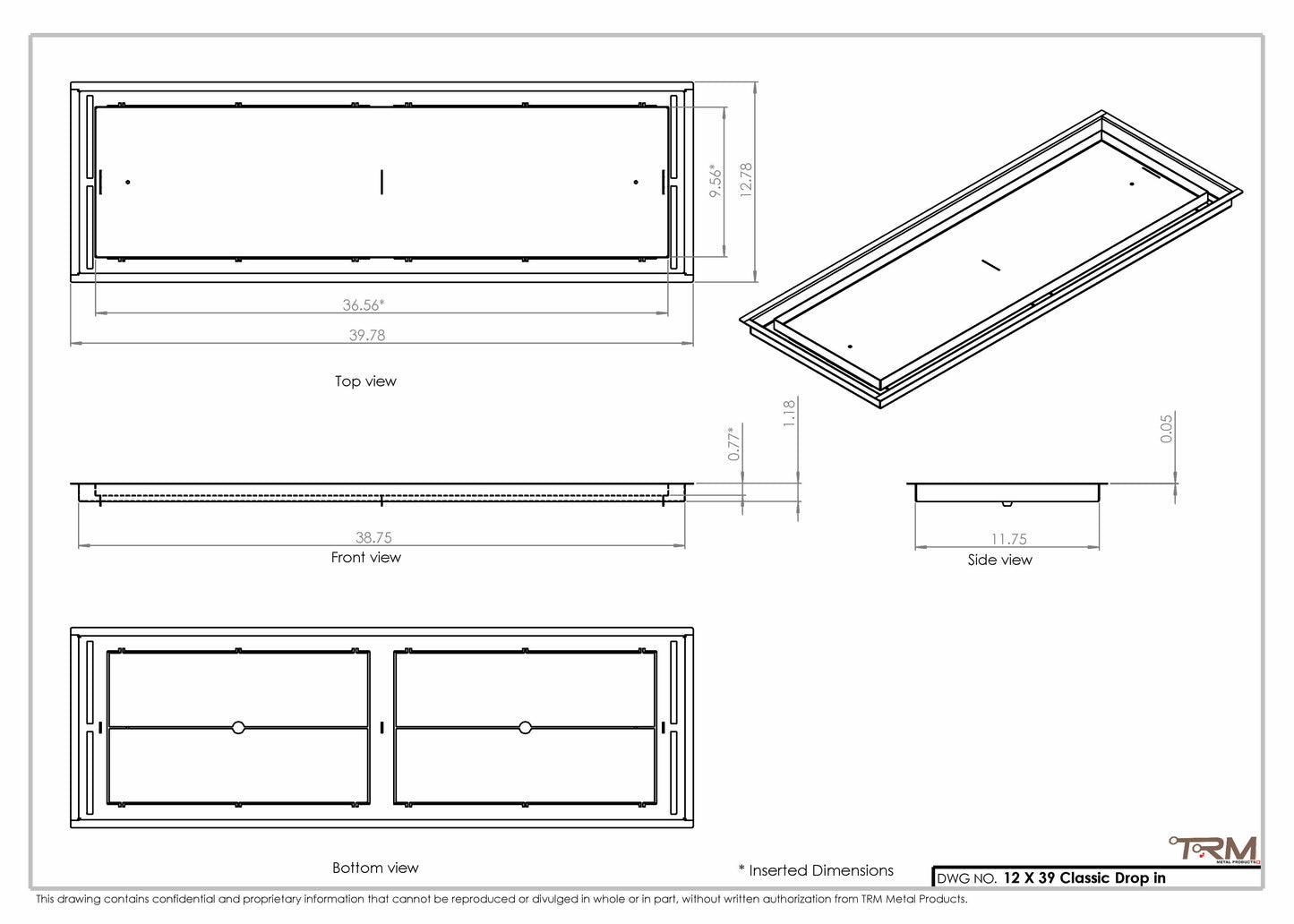 12x39 Classic Drop-in Air Vent, Flush Floor-Matching, All Metal, Floor Vent Cover (12x39)
