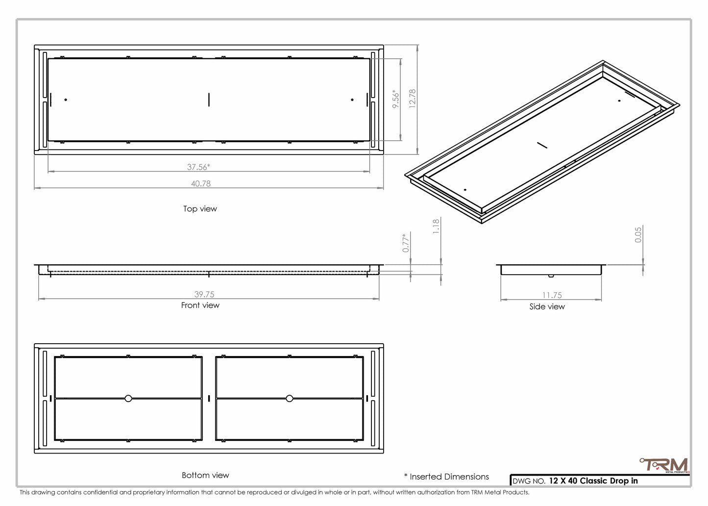 12x40 Classic Drop-in Air Vent, Flush Floor-Matching, All Metal, Floor Vent Cover (12x40)