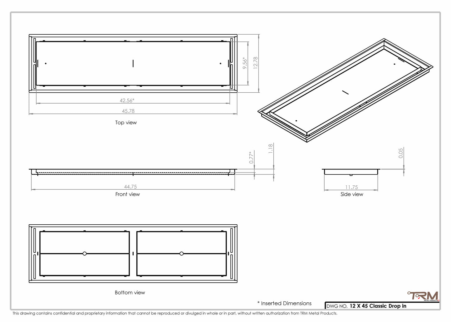 12x45 Classic Drop-in Air Vent, Flush Floor-Matching, All Metal, Floor Vent Cover (12x45)