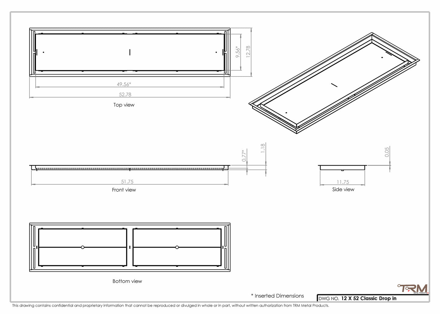 12x52 Classic Drop-in Air Vent, Flush Floor-Matching, All Metal, Floor Vent Cover (12x52)