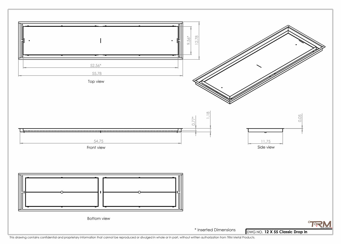 12x55 Classic Drop-in Air Vent, Flush Floor-Matching, All Metal, Floor Vent Cover (12x55)