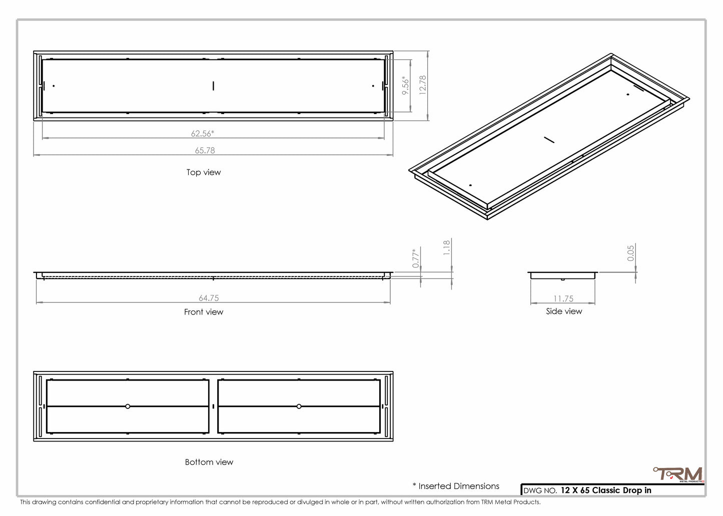 12x65 Classic Drop-in Air Vent, Flush Floor-Matching, All Metal, Floor Vent Cover (12x65)
