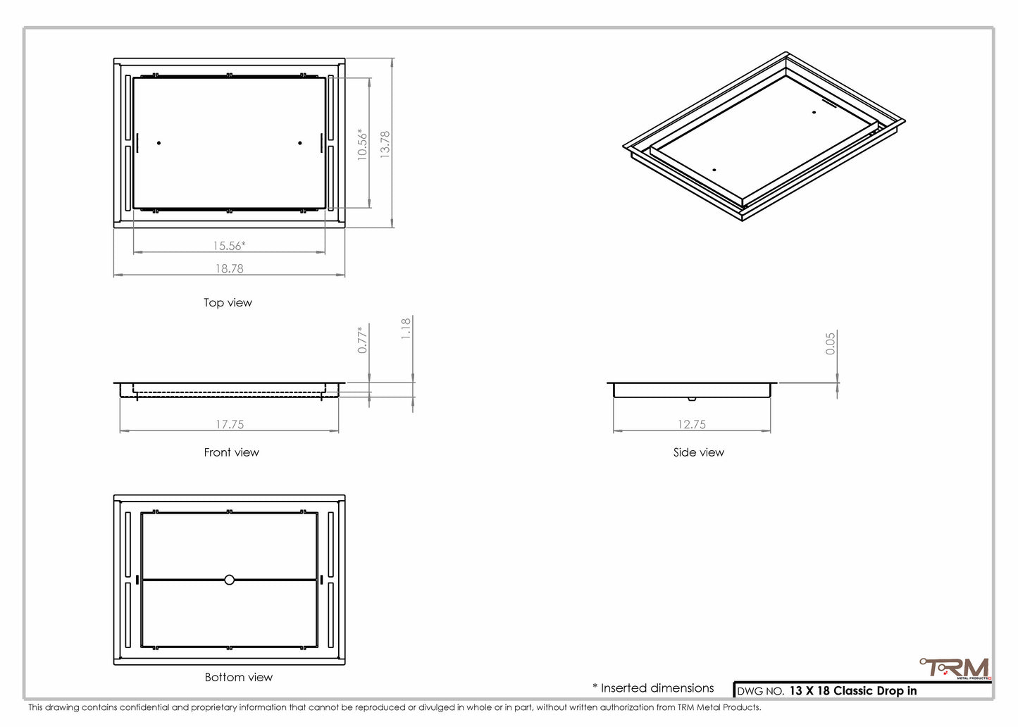 13x18 Classic Drop-in Air Vent, Flush Floor-Matching, All Metal, Floor Vent Cover (13x18)