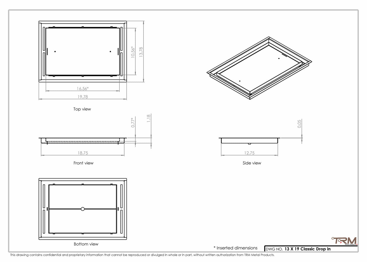 13x19 Classic Drop-in Air Vent, Flush Floor-Matching, All Metal, Floor Vent Cover (13x19)