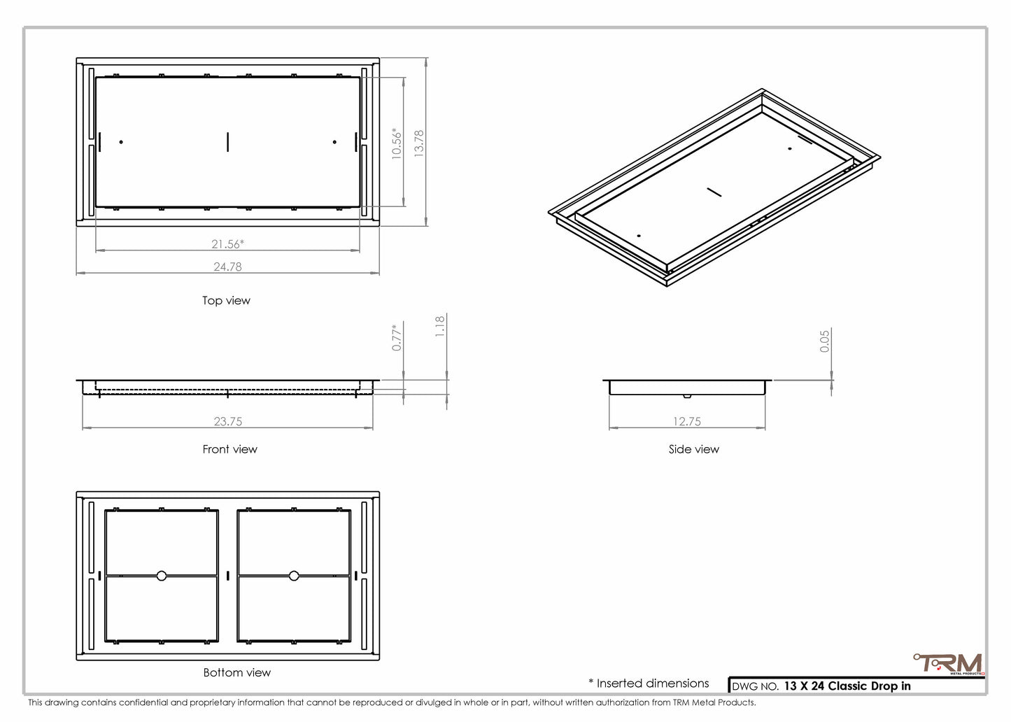 13x24 Classic Drop-in Air Vent, Flush Floor-Matching, All Metal, Floor Vent Cover (13x24)
