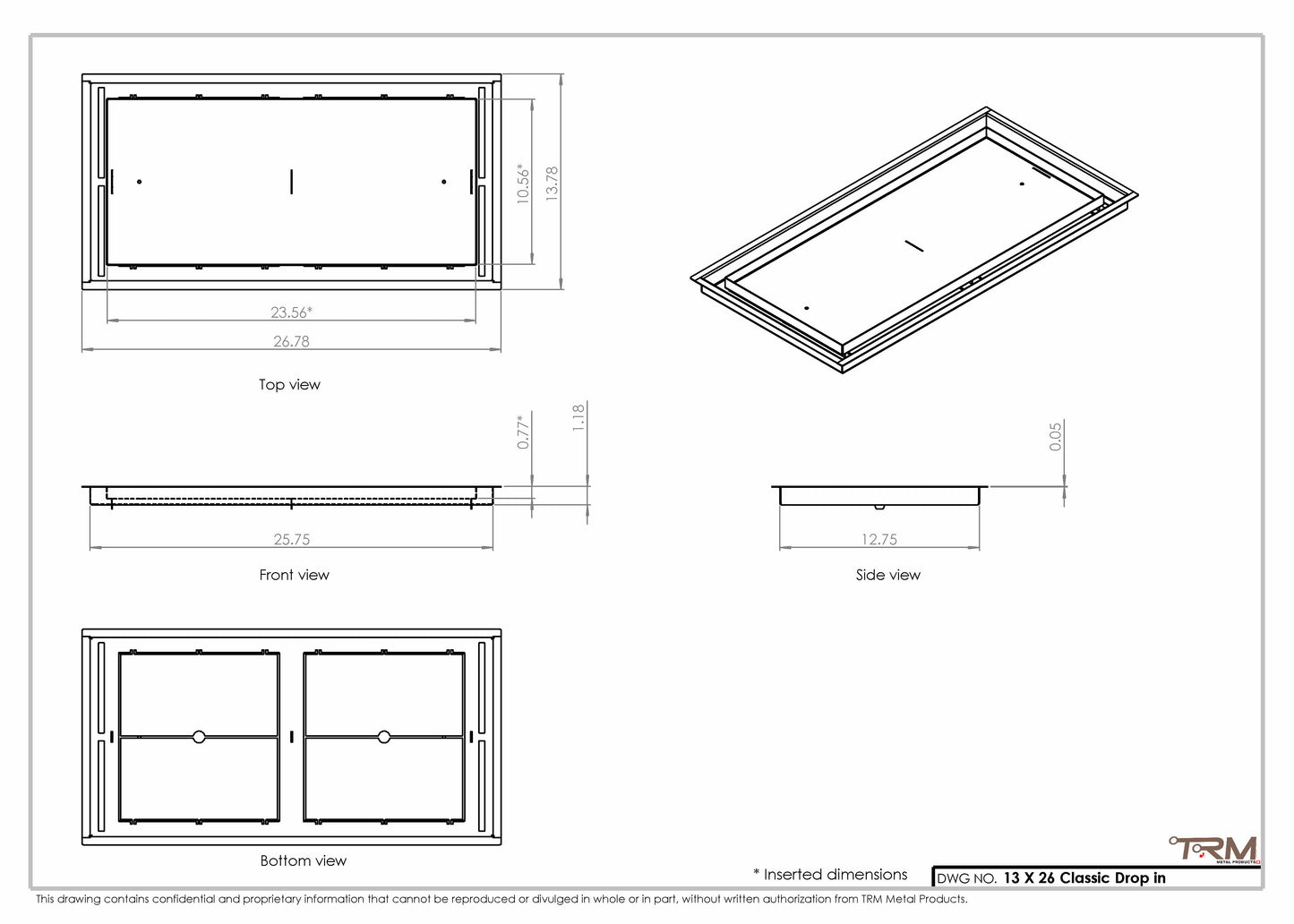 13x26 Classic Drop-in Air Vent, Flush Floor-Matching, All Metal, Floor Vent Cover (13x26)