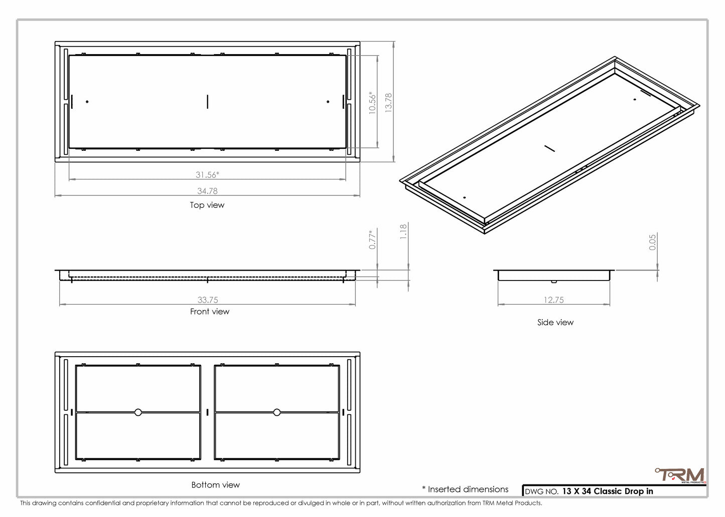 13x34 Classic Drop-in Air Vent, Flush Floor-Matching, All Metal, Floor Vent Cover (13x34)