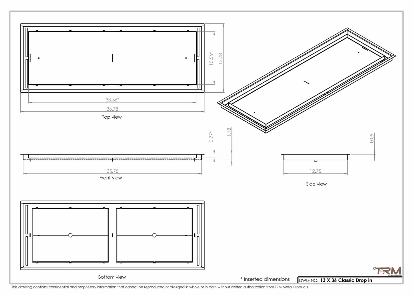 13x36 Classic Drop-in Air Vent, Flush Floor-Matching, All Metal, Floor Vent Cover (13x36)