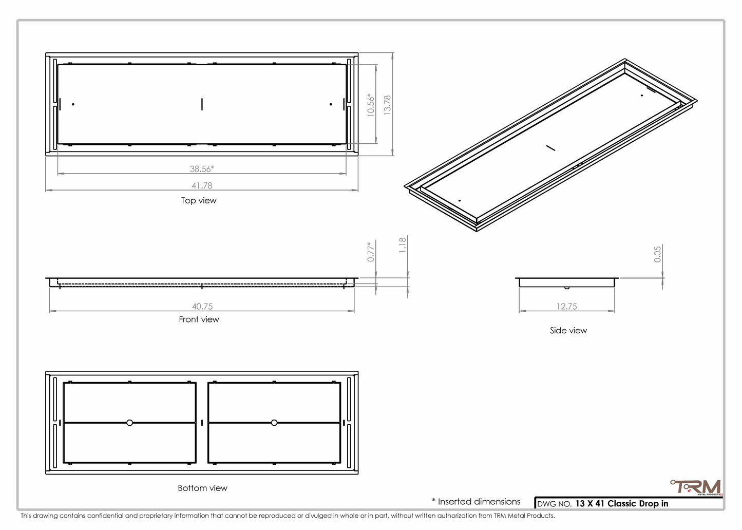 13x41 Classic Drop-in Air Vent, Flush Floor-Matching, All Metal, Floor Vent Cover (13x41)