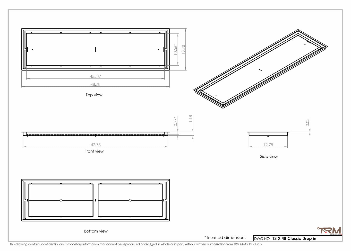 13x48 Classic Drop-in Air Vent, Flush Floor-Matching, All Metal, Floor Vent Cover (13x48)