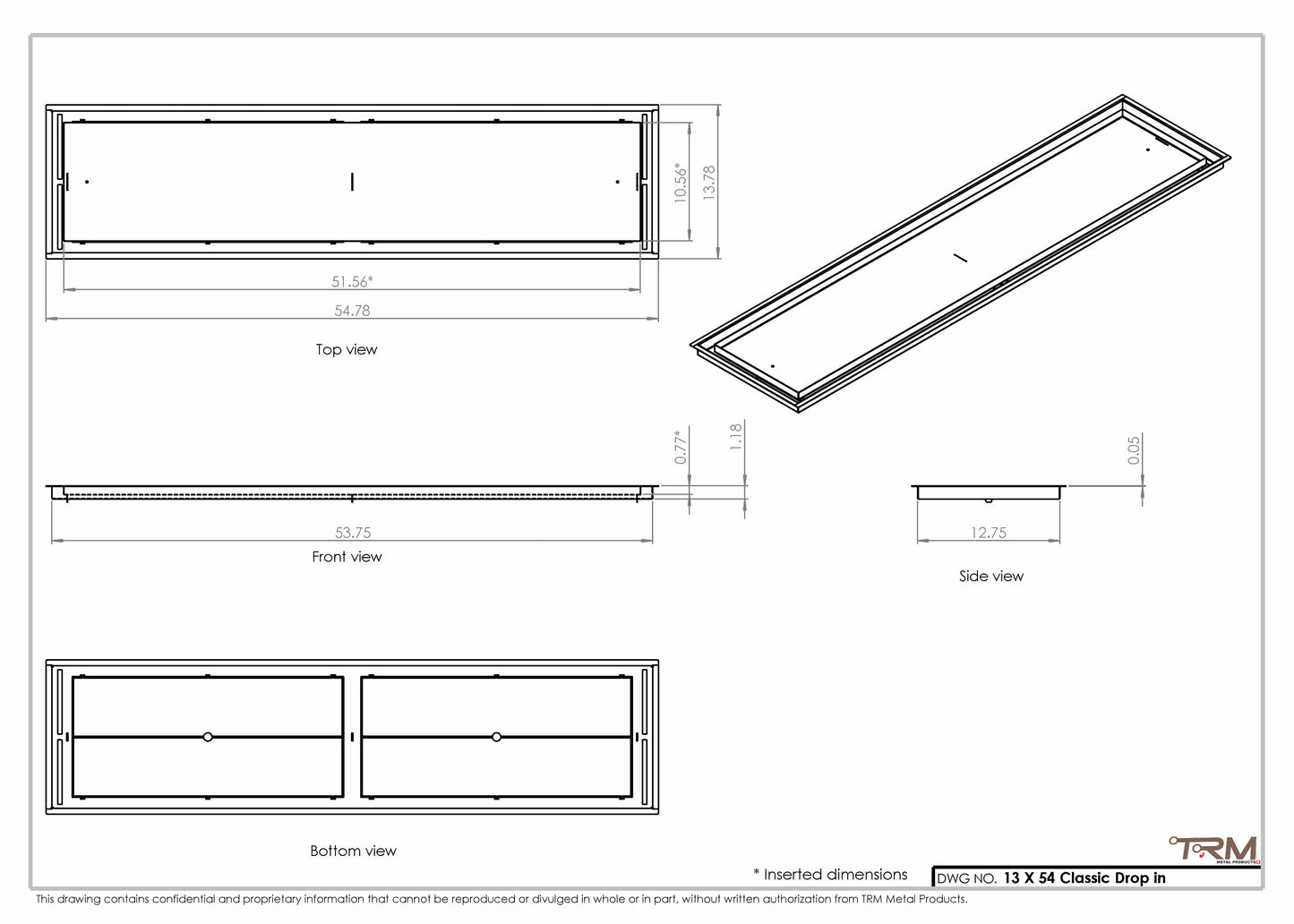 13x54 Classic Drop-in Air Vent, Flush Floor-Matching, All Metal, Floor Vent Cover (13x54)
