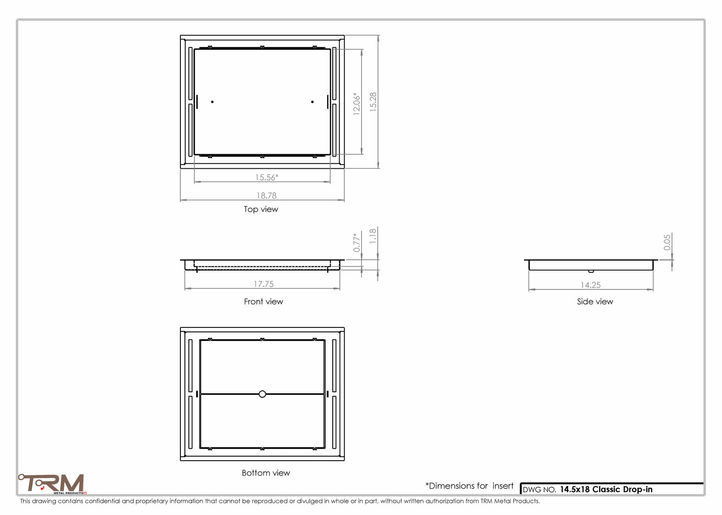 14.5x18 - Classic Drop-in Air Vent, Flush Floor-Matching, All Metal, Floor Vent Cover - TRM Metal  18x14.5