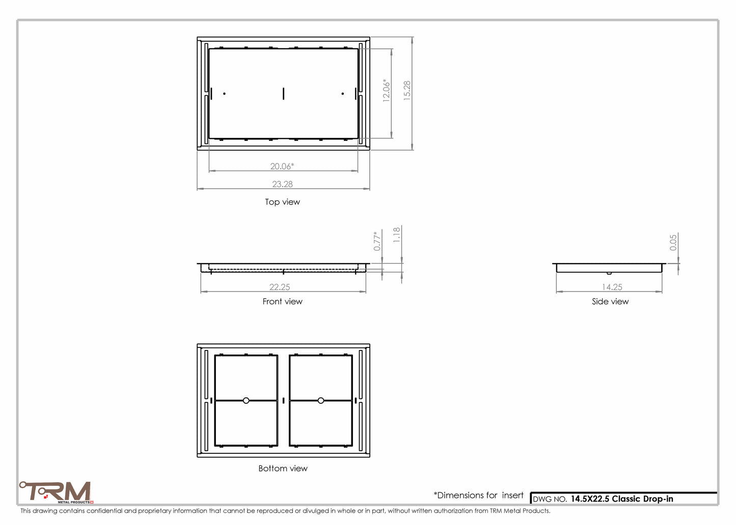 14.5x22.5 - Classic Drop-in Air Vent, Flush Floor-Matching, All Metal, Floor Vent Cover - TRM Metal  22.5x14.5