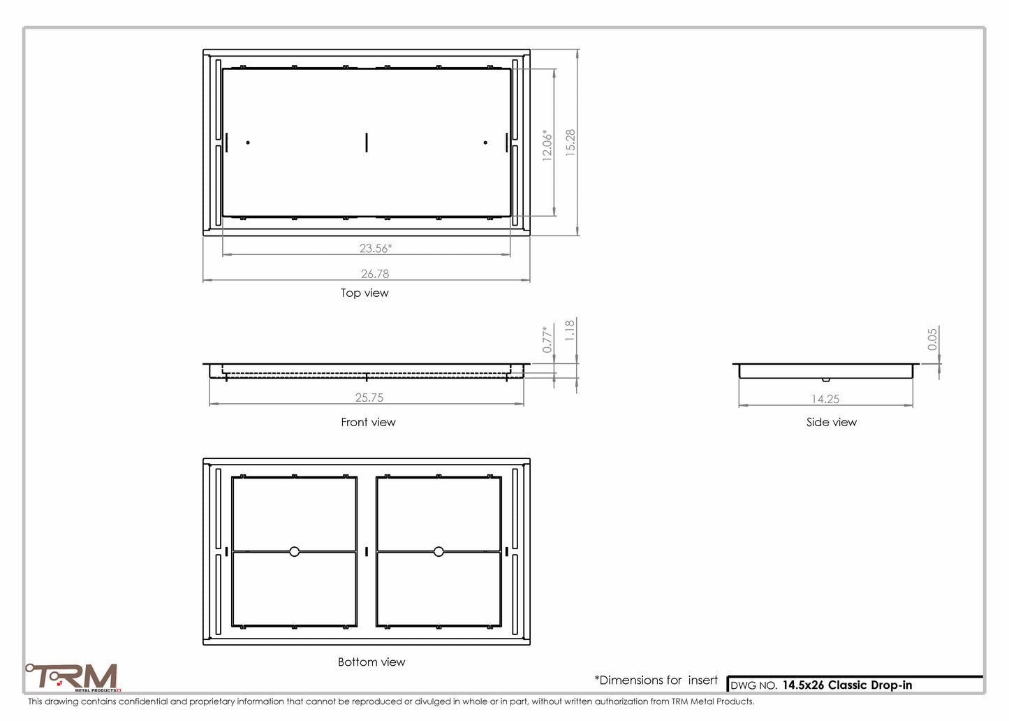 14.5x26 - Classic Drop-in Air Vent, Flush Floor-Matching, All Metal, Floor Vent Cover - TRM Metal  26x14.5