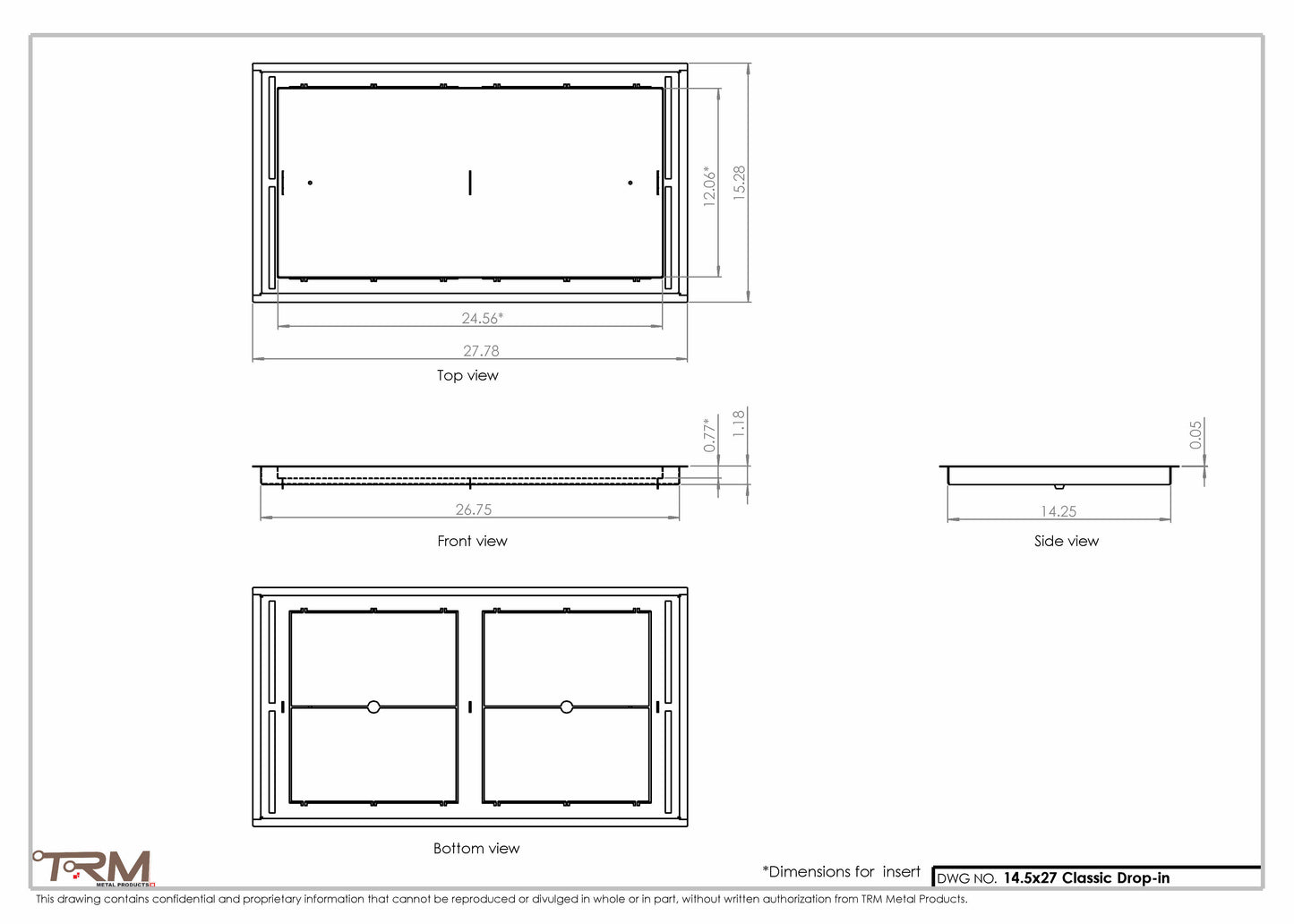 14.5x27 - Classic Drop-in Air Vent, Flush Floor-Matching, All Metal, Floor Vent Cover - TRM Metal  27x14.5