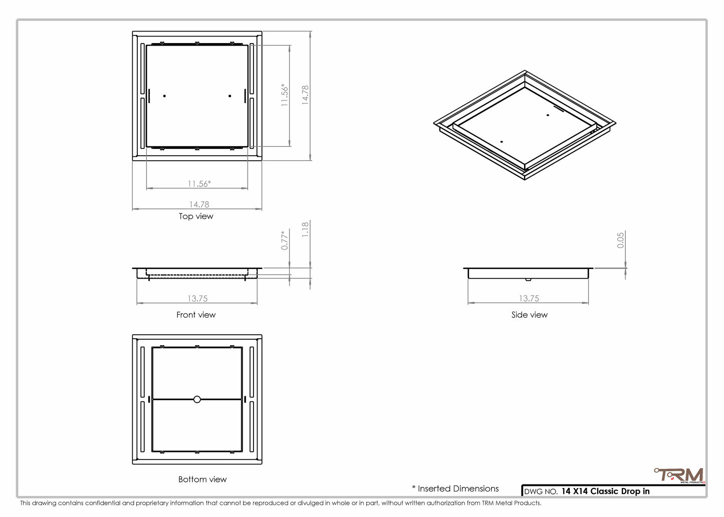 14x14 Classic Drop-in Air Vent, Flush Floor-Matching, All Metal, Floor Vent Cover