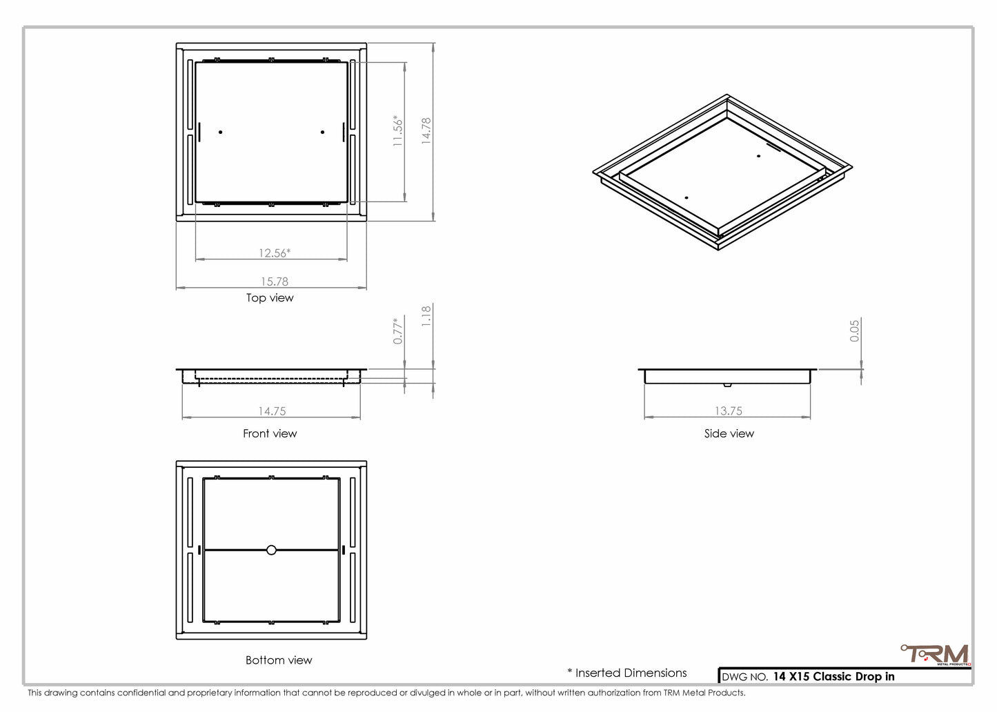 14x15 Classic Drop-in Air Vent, Flush Floor-Matching, All Metal, Floor Vent Cover (14x15)