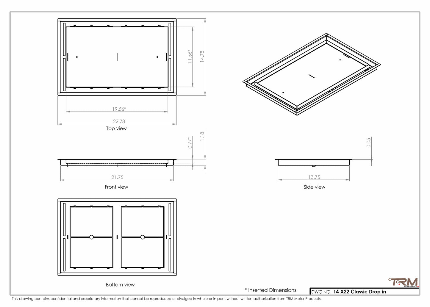 14x22 Classic Drop-in Air Vent, Flush Floor-Matching, All Metal, Floor Vent Cover (14x22)