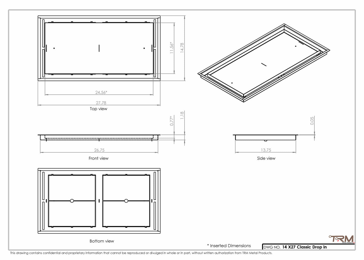 14x27 Classic Drop-in Air Vent, Flush Floor-Matching, All Metal, Floor Vent Cover (14x27)