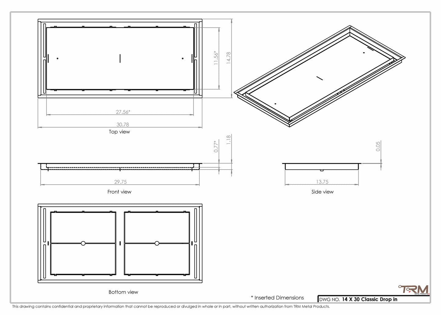 14x30 Classic Drop-in Air Vent, Flush Floor-Matching, All Metal, Floor Vent Cover (14x30)