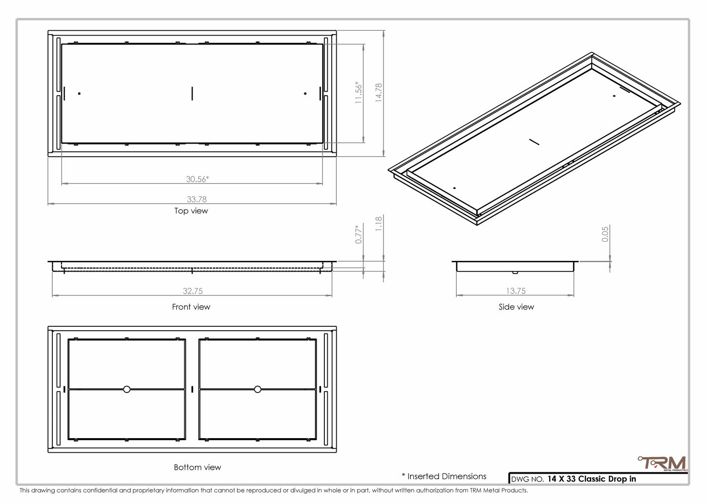 14x33 Classic Drop-in Air Vent, Flush Floor-Matching, All Metal, Floor Vent Cover (14x33)