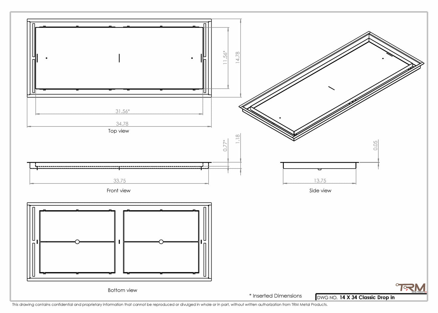 14x34 Classic Drop-in Air Vent, Flush Floor-Matching, All Metal, Floor Vent Cover (14x34)