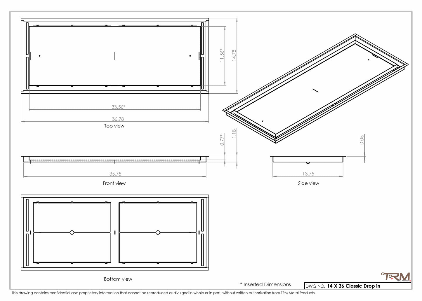 14x36 Classic Drop-in Air Vent, Flush Floor-Matching, All Metal, Floor Vent Cover (14x36)