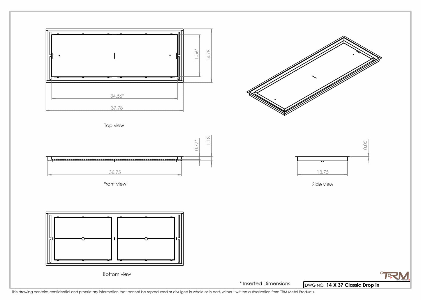 14x37 Classic Drop-in Air Vent, Flush Floor-Matching, All Metal, Floor Vent Cover (14x37)
