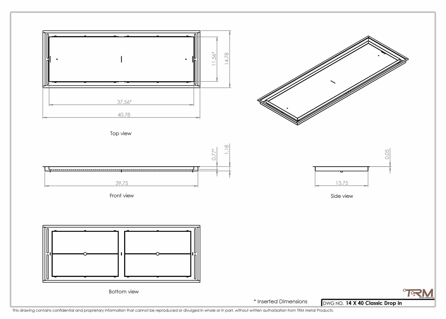 14x40 Classic Drop-in Air Vent, Flush Floor-Matching, All Metal, Floor Vent Cover (14x40)