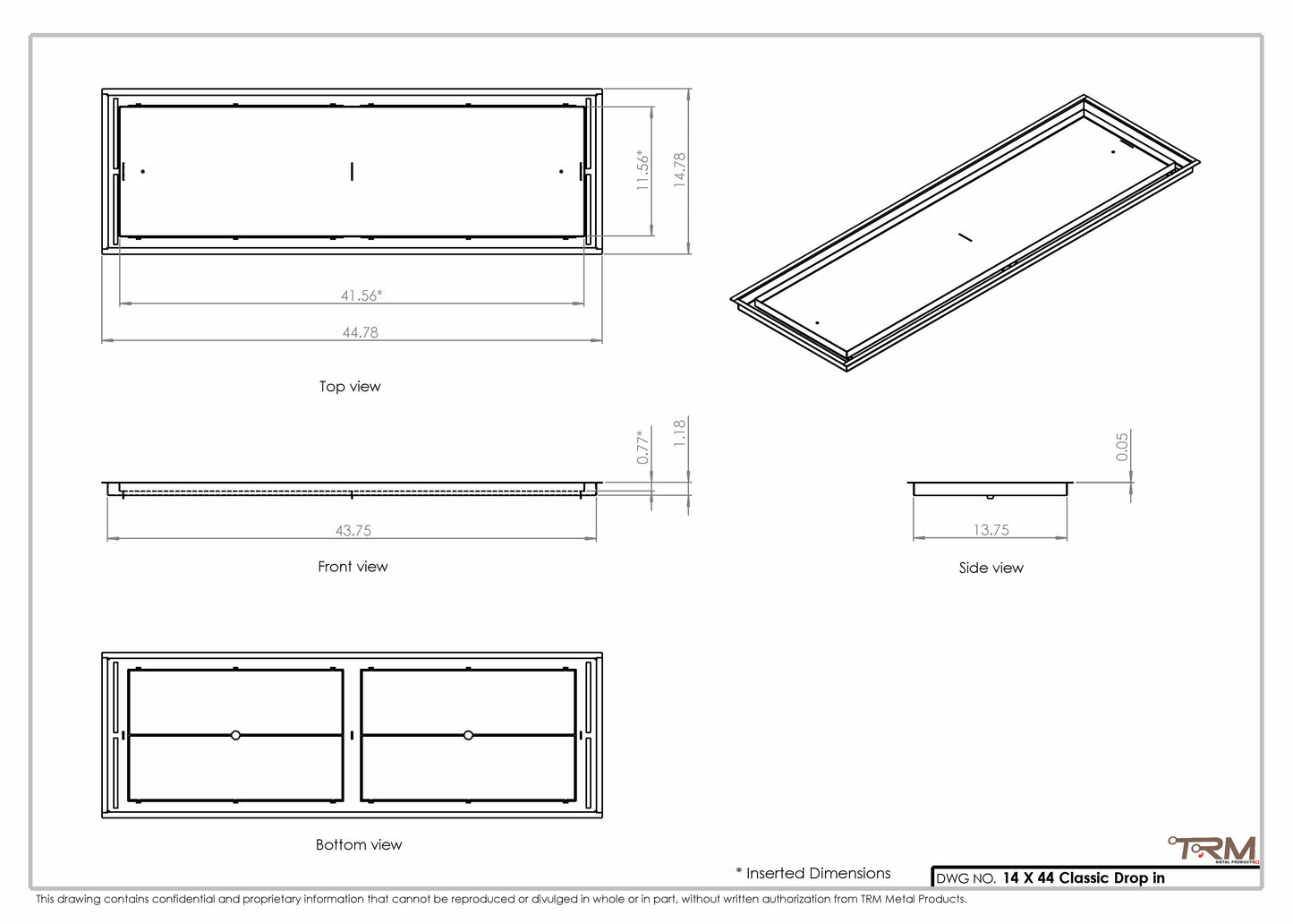 14x44 Classic Drop-in Air Vent, Flush Floor-Matching, All Metal, Floor Vent Cover (14x44)
