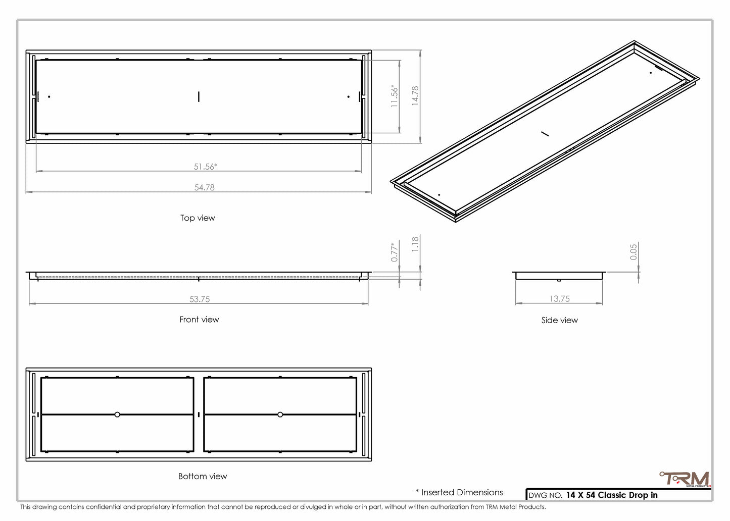 14x54 Classic Drop-in Air Vent, Flush Floor-Matching, All Metal, Floor Vent Cover (14x54)