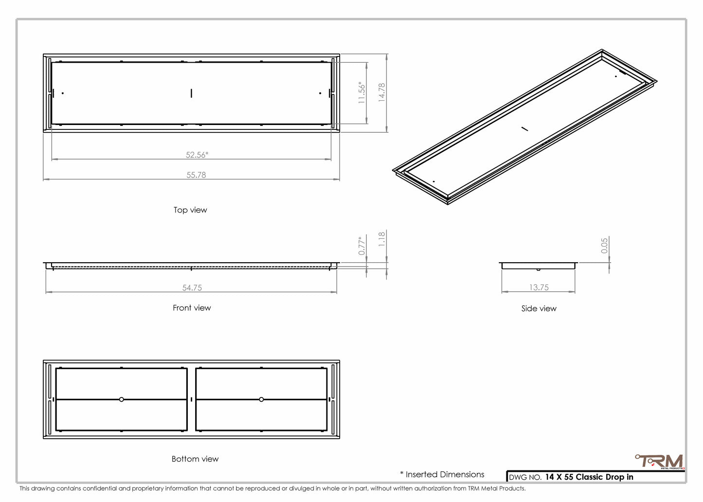 14x55 Classic Drop-in Air Vent, Flush Floor-Matching, All Metal, Floor Vent Cover (14x55)