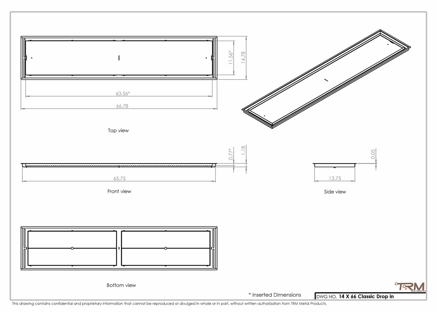 14x66 Classic Drop-in Air Vent, Flush Floor-Matching, All Metal, Floor Vent Cover (14x66)