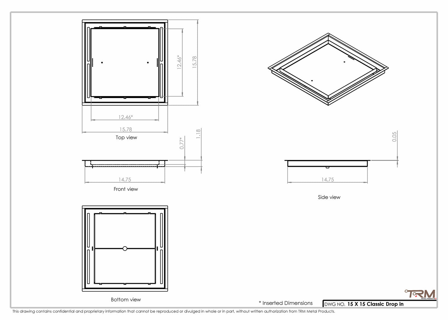 15x15 Classic Drop-in Air Vent, Flush Floor-Matching, All Metal, Floor Vent Cover (15x15)