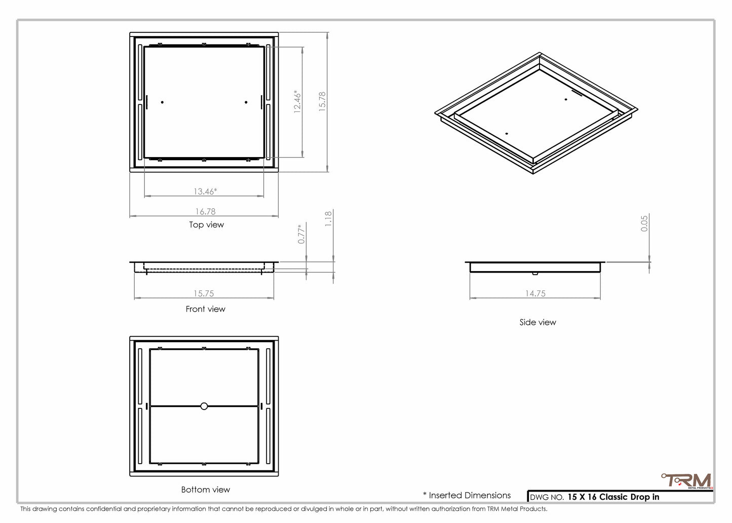 15x16 Classic Drop-in Air Vent, Flush Floor-Matching, All Metal, Floor Vent Cover (15x16)