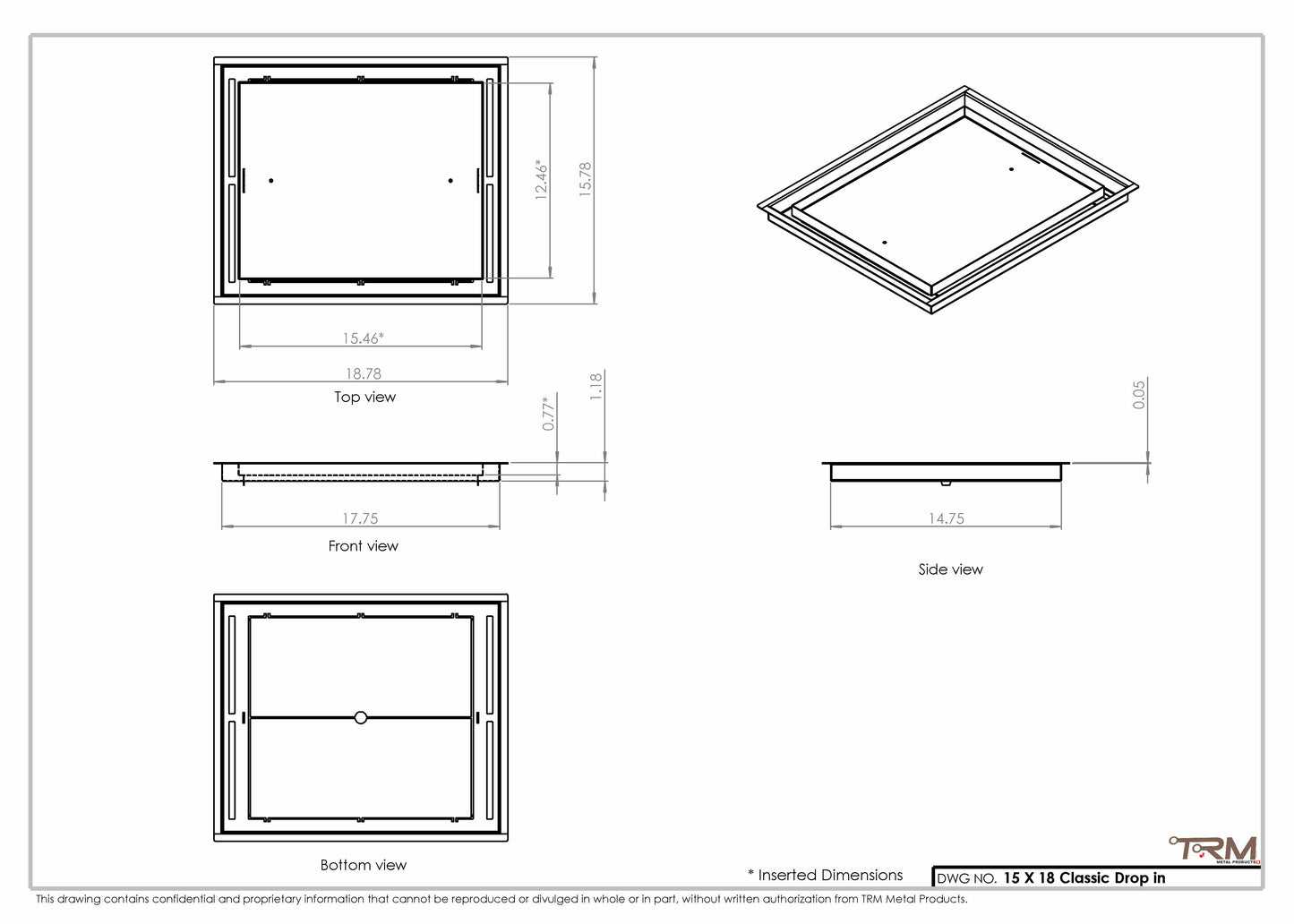 15x18 Classic Drop-in Air Vent, Flush Floor-Matching, All Metal, Floor Vent Cover (15x18)