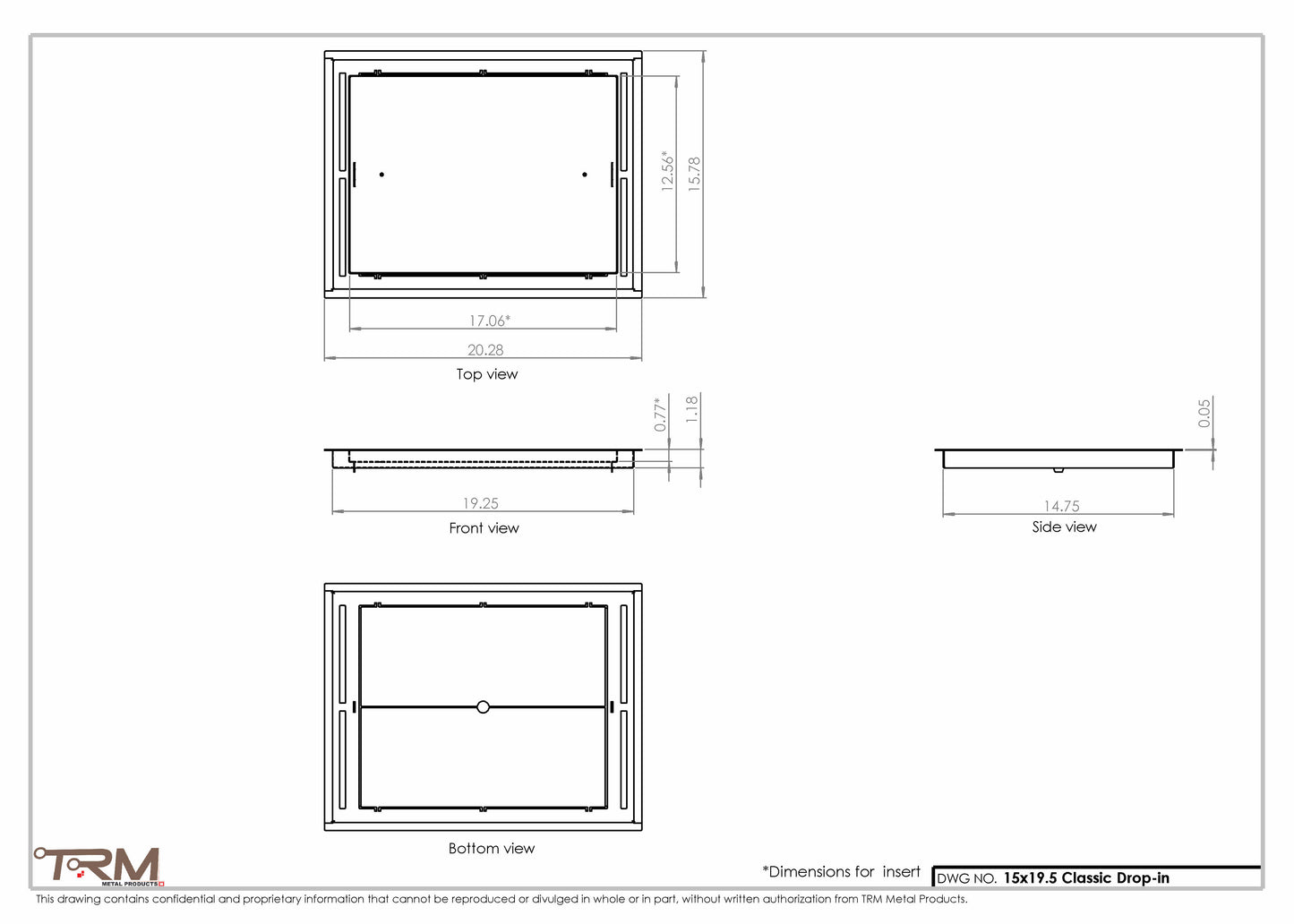 15x19.5 - Classic Drop-in Air Vent, Flush Floor-Matching, All Metal, Floor Vent Cover - TRM Metal  19.5x15
