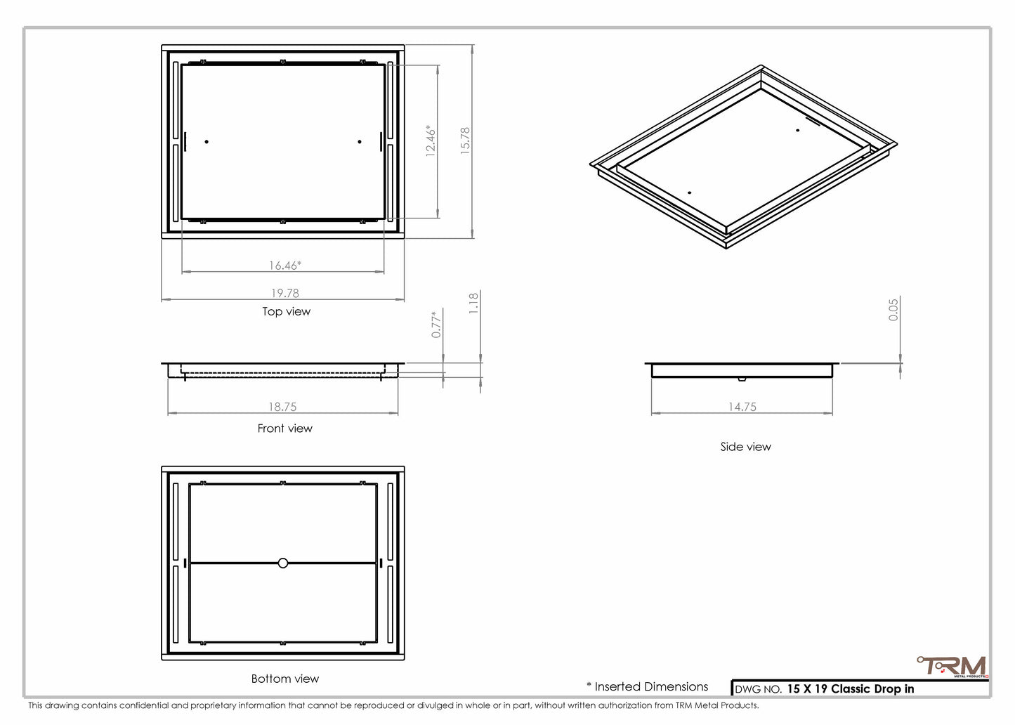 15x19 Classic Drop-in Air Vent, Flush Floor-Matching, All Metal, Floor Vent Cover (15x19)